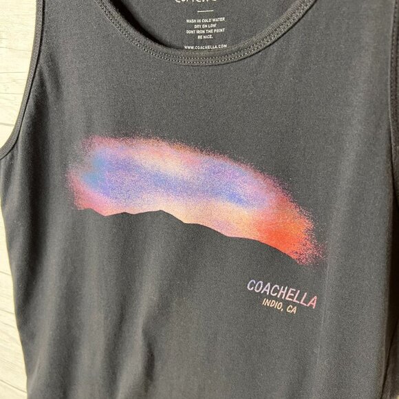 Coachella Tank Top Womens Size Small Gray Indio CA 2018 Lineup Rainbow Sunset - Picture 7 of 14